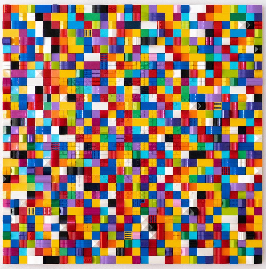 Jaye Moon Our Differences, 2022 1500 Lego bricks in Braille on plexiglas, aluminum 20 x 20 inches