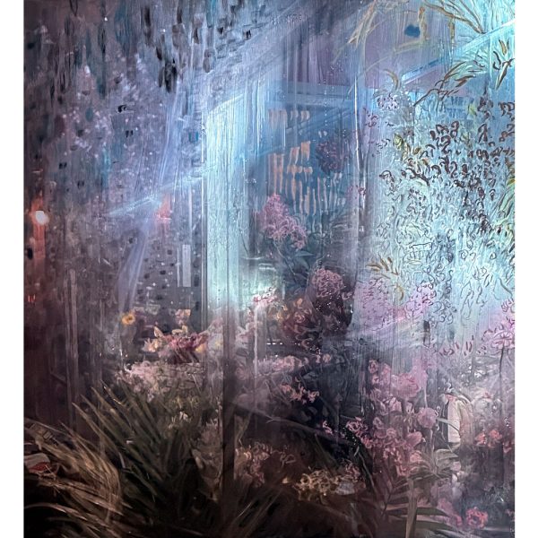 Ru Marshall The Deli Flowers at Night, 2024 Acrylic and UV Curable Ink on Mirrored Dibond 42.5 x 45 (107.95 x 114.3 cm)