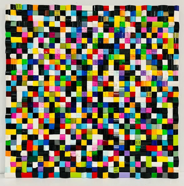 Jaye Moon A Fluid Spectrum, 2024 1020 Lego bricks in Braille on Plexiglass 20 x 20 inches JBGJM#241031