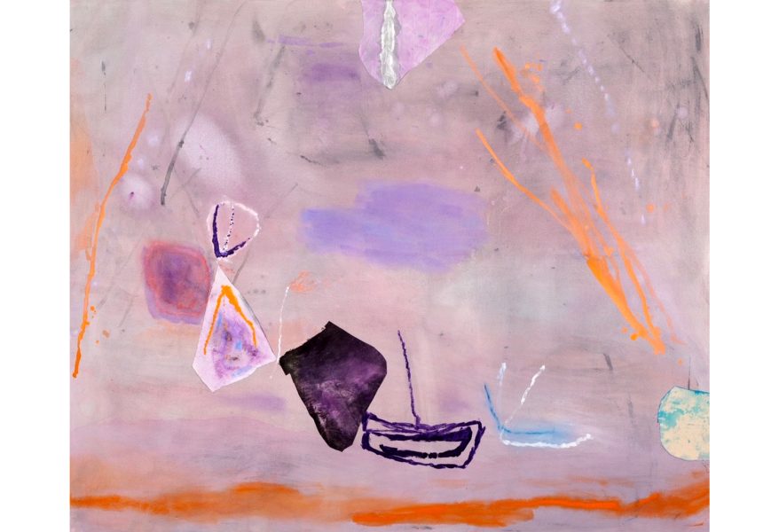 Sally Egbert Little Purple Cloud, 2019 Oil, acrylic, oil pastel, spray paint, watercolor, hand-painted fabric on canvas 60 x 70 inches JBGSE#24101803